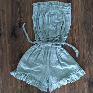 Light Blue Boho Ruffled Romper